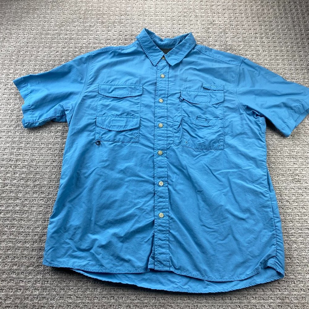 Eddie Bauer Sport Shirt Men Large L Blue Button Up Outdoor Breathable Mesh Hike